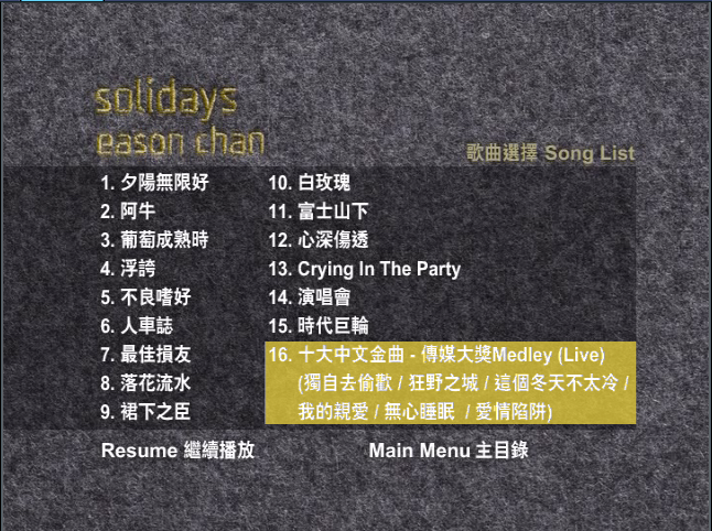 歌手-[陈奕迅  SOLIDAYS_EASON_CHAN][DVD原盘-ISO][4.29G]网盘下载